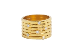 GURHAN Pointelle Gold Wide Band Ring with Scattered Diamonds GUR-YG-DI65-54