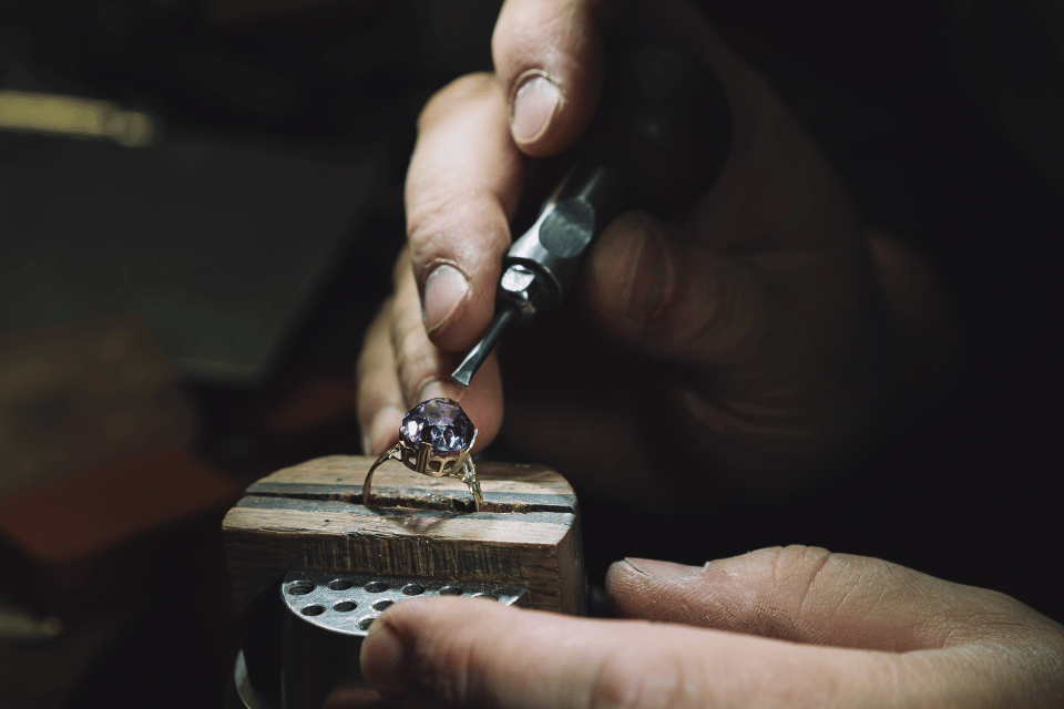 Custom Jewelers in Cincinnati - working on a custom designed ring