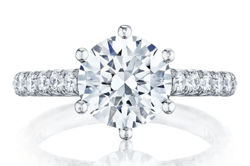 Diamond and Engagement Rings Cincinnati, OH - round-cut diamond ring with diamond band