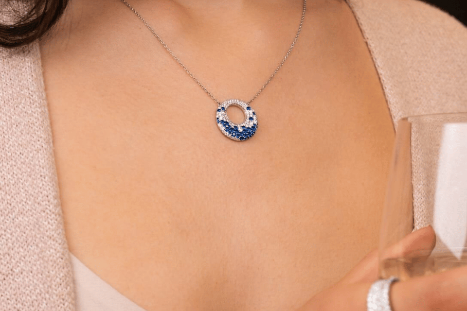 Fana Jewelry Cincinnati, OH - woman wearing a Fana necklace