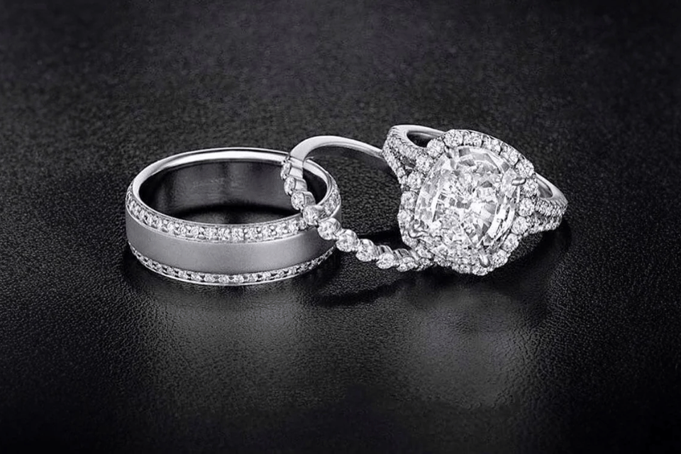 Henri Daussi Cincinnati, OH - men's wedding band, women's diamond band and diamond engagement ring