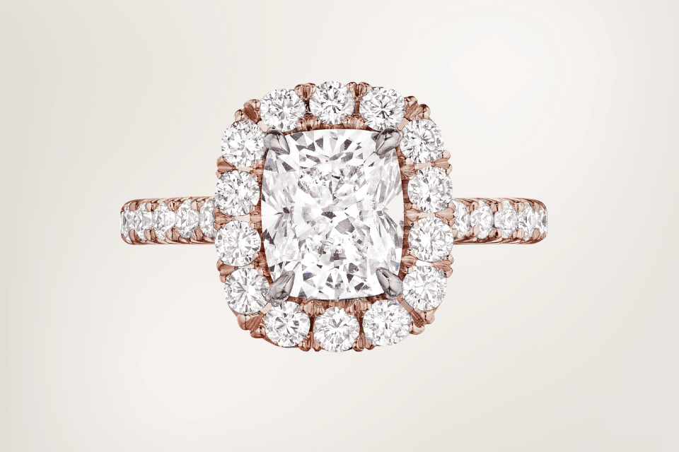 Henri Daussi Engagement Ring Dayton OH- rose gold Daussi cut diamond ring