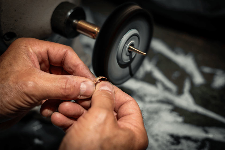 Jewelry Repair Centerville, Ohio - polishing a gold ring