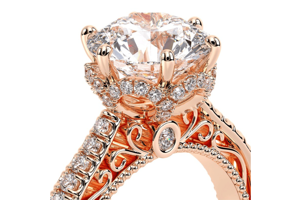 Verragio Rings Dayton, Ohio - diamond and gold engagement ring close-up
