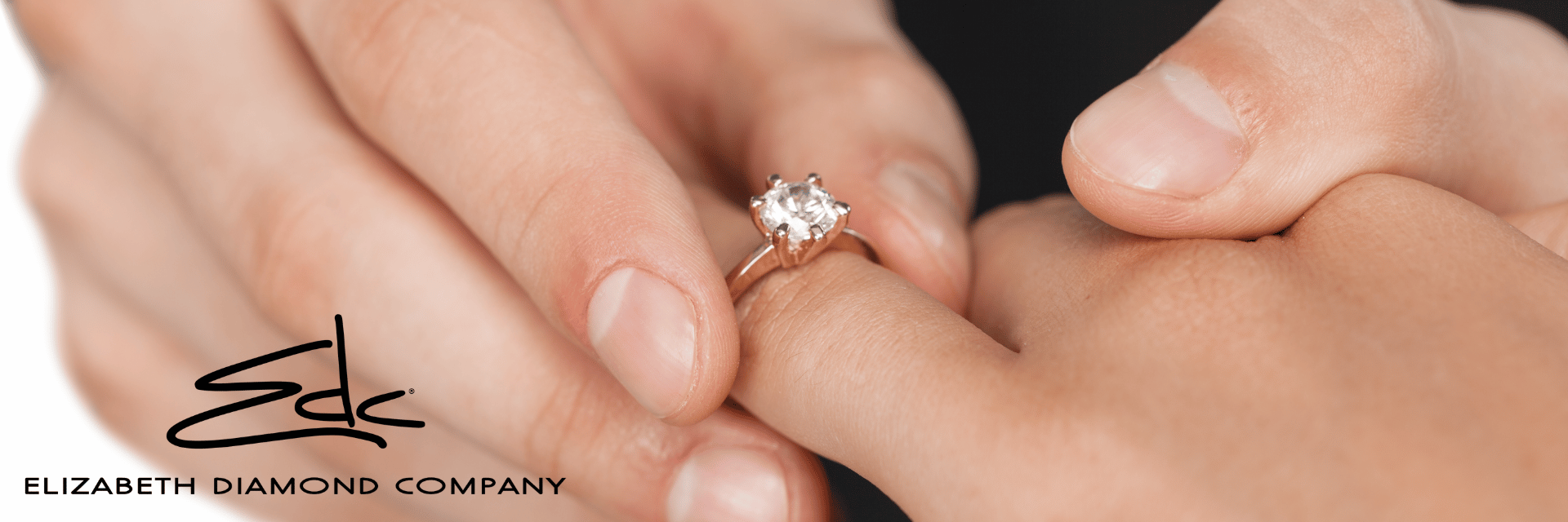 Where to get engagement rings Dayton, Ohio - a man putting a solitaire diamond engagement ring on a woman's finger