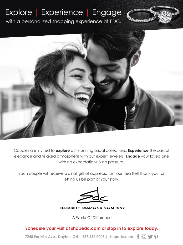 Engagement experience banner featuring a romantic couple and bridal jewelry