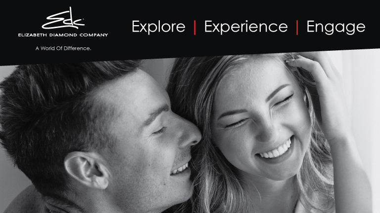 Elizabeth Diamond Company Explore, Experience, Engage -- image features a romantic couple